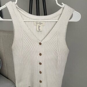 Jessica Simpson Sleeveless Off White Ribbed Top